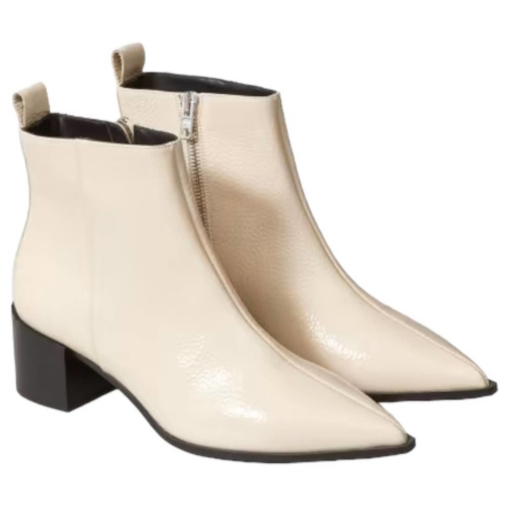 Everlane The Boss Boot Pebbled Patent Leather Off-White Size 9 NEW/Small scuff